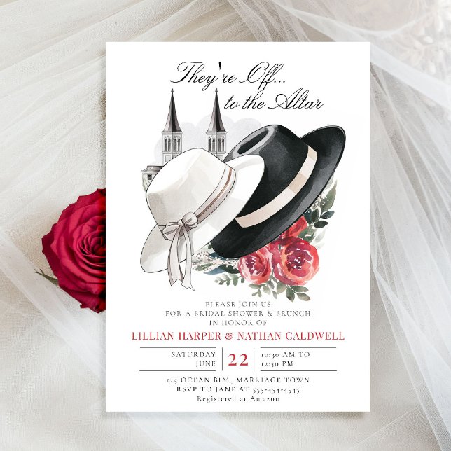Kentucky Derby Bröllop Möhippa Ro Spires Inbjudningar (kentucky derby bridal shower invitation red roses churchill spires horse racing theme calligraphy)