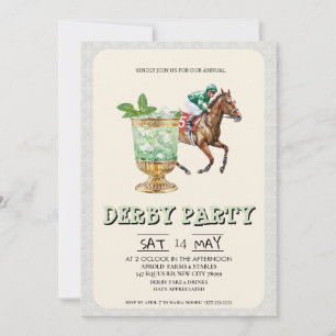Kentucky Derby Festin Invitation Mint Julep Häst R Inbjudningar