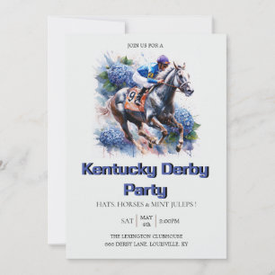 Kentucky Derby Festinödsbrev Blå Akvarell Ho Inbjudningar