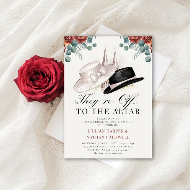 Kentucky Derby Möhippa Ro Hats Elegant Inbjudningar (kentucky derby bridal shower invitation red roses churchill spires horse racing theme elegant classy)