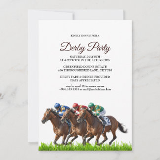 Kentucky Derby Party Invitation Elegant Horse Race Inbjudningar