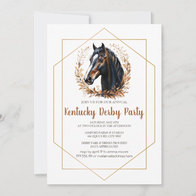 Kentucky Derby Party Invitation Silver Horseshoe P Inbjudningar (Framsida)