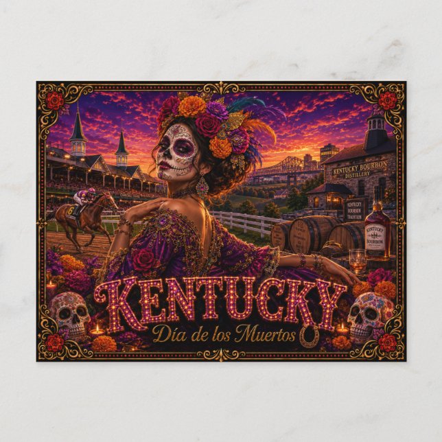 Kentucky Día de los Muertos Retro Vykort (Framsida)