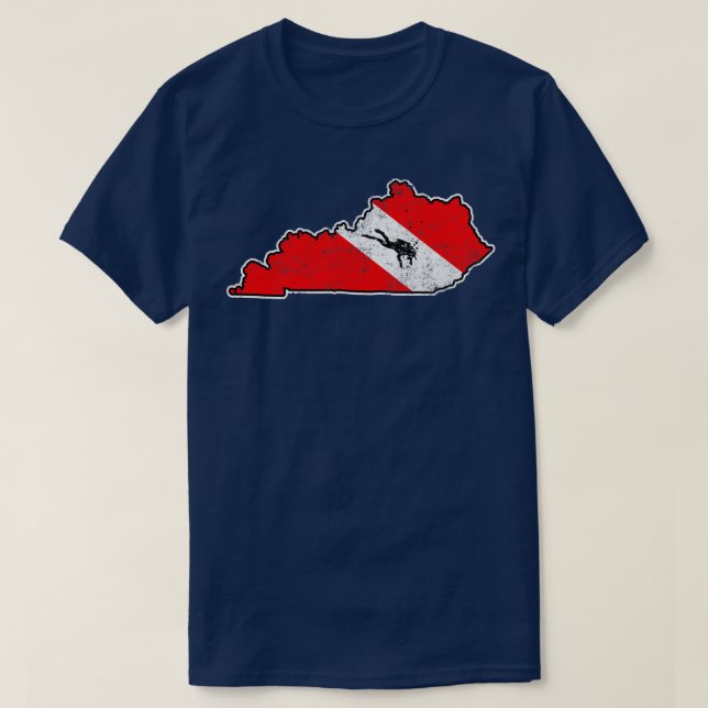 Kentucky Dive Flagga Dyka State Karta Dive Fla T Shirt (Design framsida)