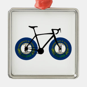 Kentucky Flagga Cycling Julgransprydnad Metall