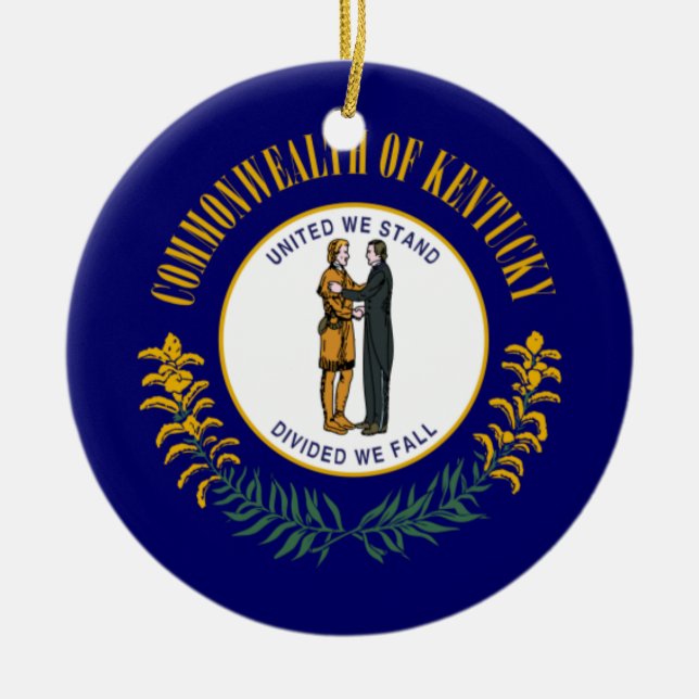 Kentucky Flagga Julgransprydnad Keramik (Framsidan)