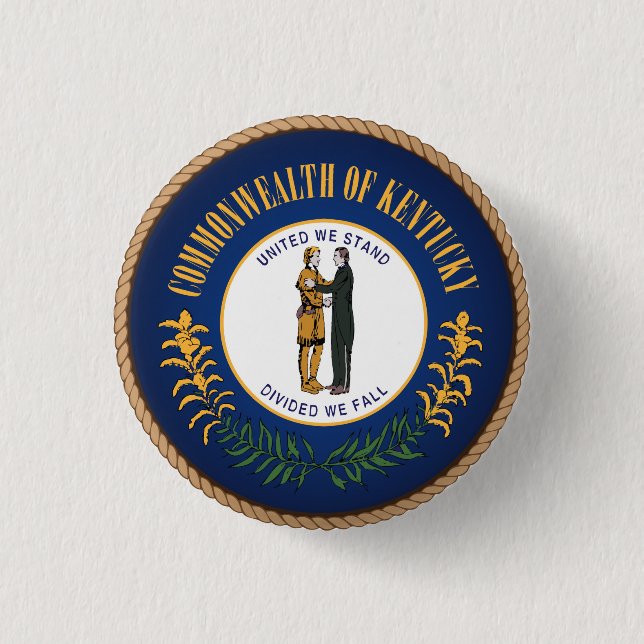 Kentucky Flagga Seal Button Knapp (Framsida)