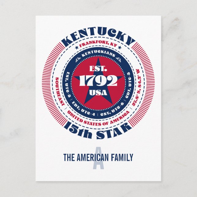 Kentucky, Frankfort, KY, Patriotic, Monogram Vykort (Framsida)