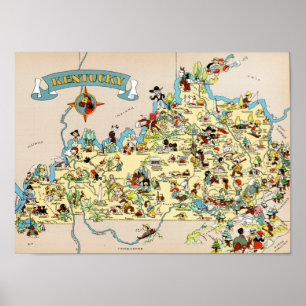 Kentucky Funny Vintage Karta Poster