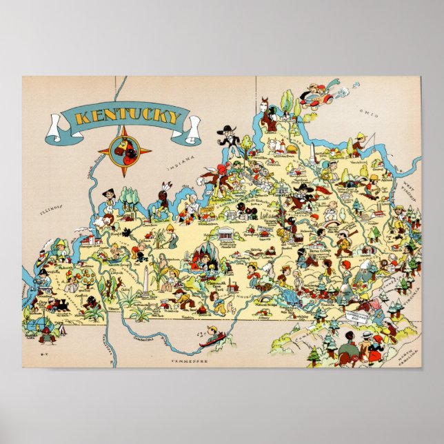 Kentucky Funny Vintage Karta Poster (Framsidan)