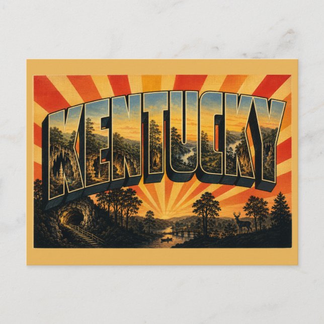 Kentucky grottor skogar floddalgångar konst vykort (Framsida)