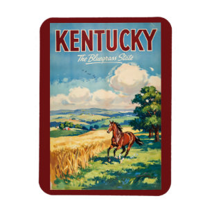Kentucky Häst Illustrations Resa Konst Vintage Magnet