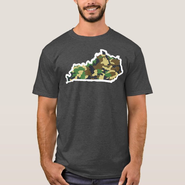 Kentucky Home Hunting Camo Karta T Shirt (Framsida)