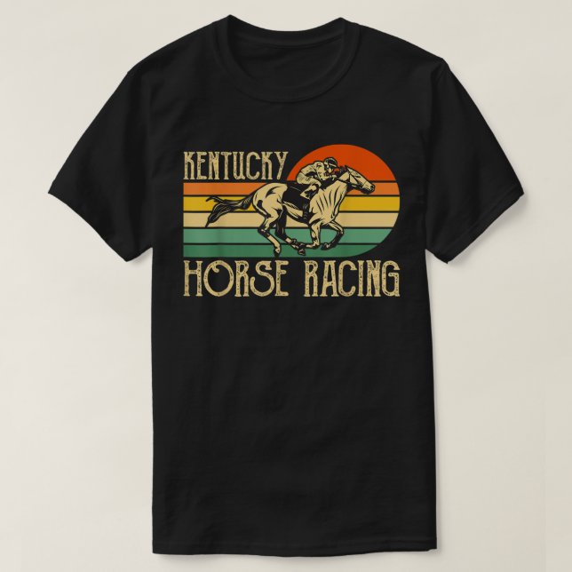 Kentucky Horse Tävla Fläkt Retro Derby Tävla Festi T Shirt (Design framsida)
