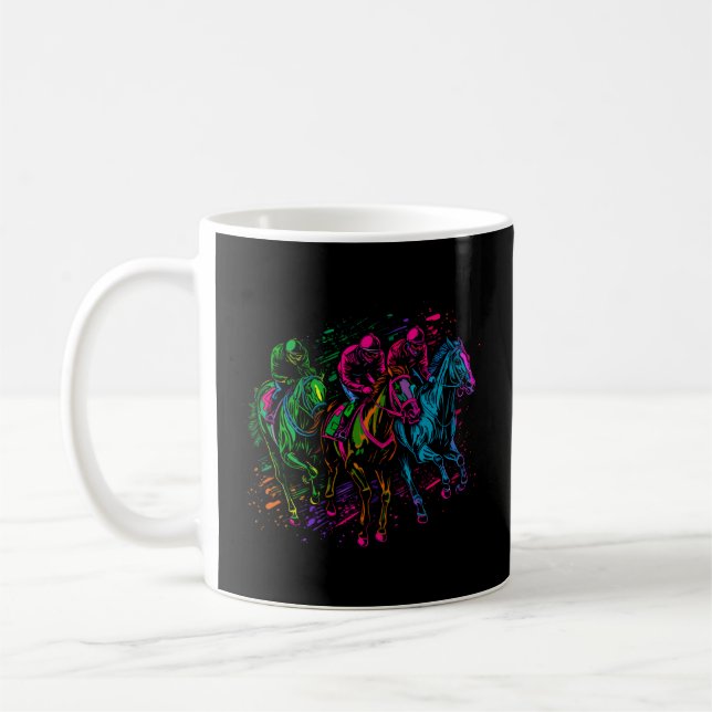 Kentucky Horse Tävla Painting Derby Horse Jockey Kaffemugg (Vänster)