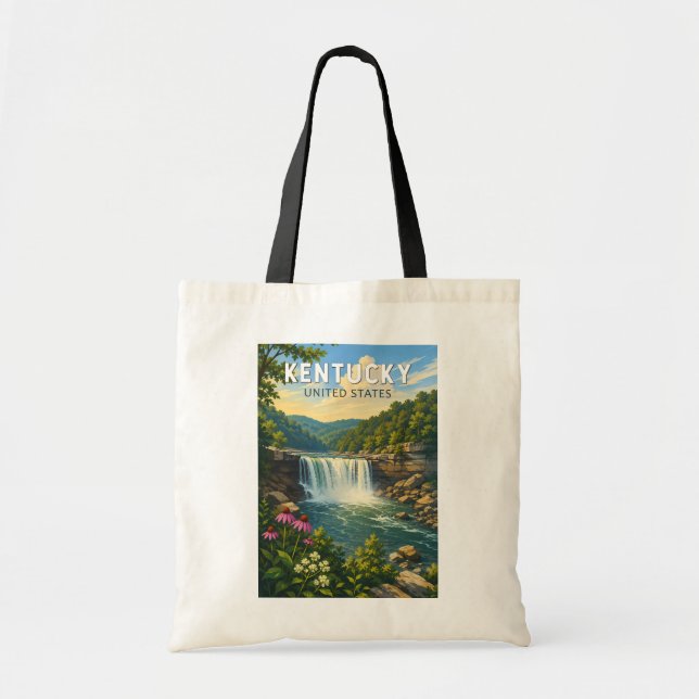 Kentucky Illustration Resa Konst Vintage Tygkasse (Framsidan)