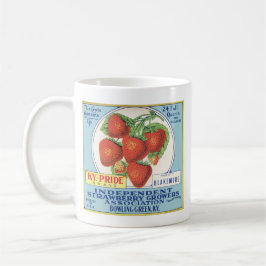 Kentucky jordgubbar - etikett för vintagefruktlåda kaffemugg