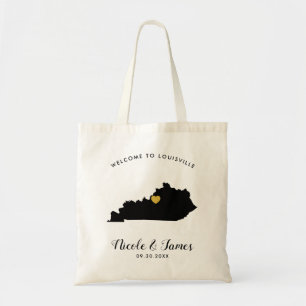 Kentucky Karta Bröllop Welcome Bag Tote Black, Gul Tygkasse