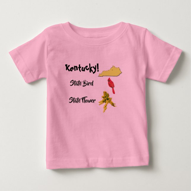 Kentucky Karta Statens Fågel & Blomma T Shirt (Framsida)