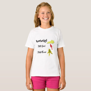 Kentucky Karta Statens Fågel & Blomma T Shirt