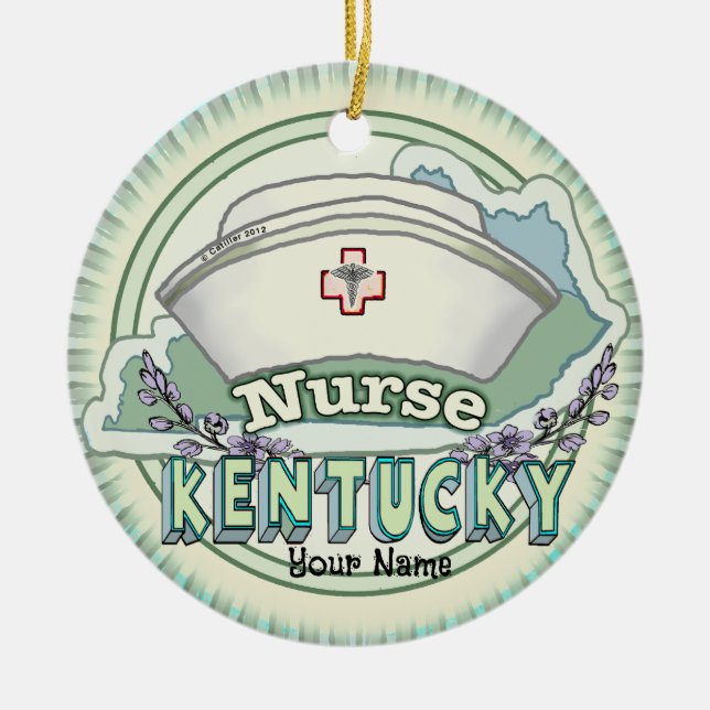 Kentucky Nurse Julgransprydnad Keramik (Framsidan)