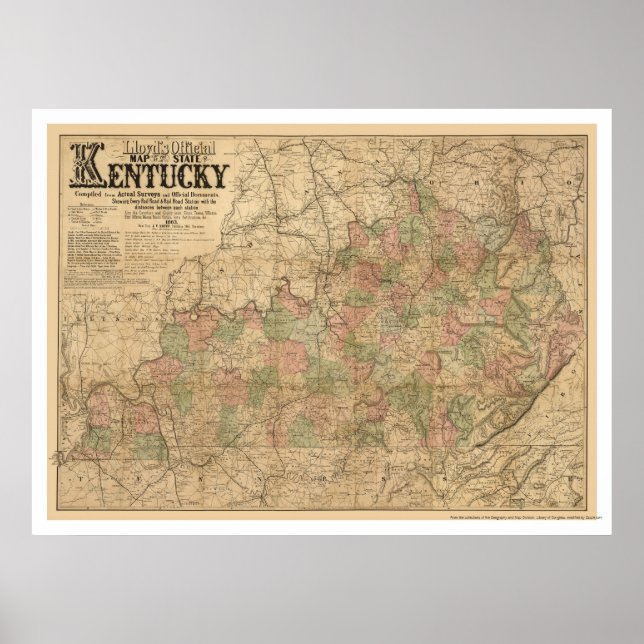 Kentucky Railroad Karta 1863 Poster (Framsidan)