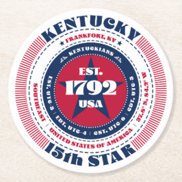Kentucky Rött vitt blått Typography Underlägg Papper Rund