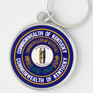 Kentucky rundaEmblem Rund Silverfärgad Nyckelring