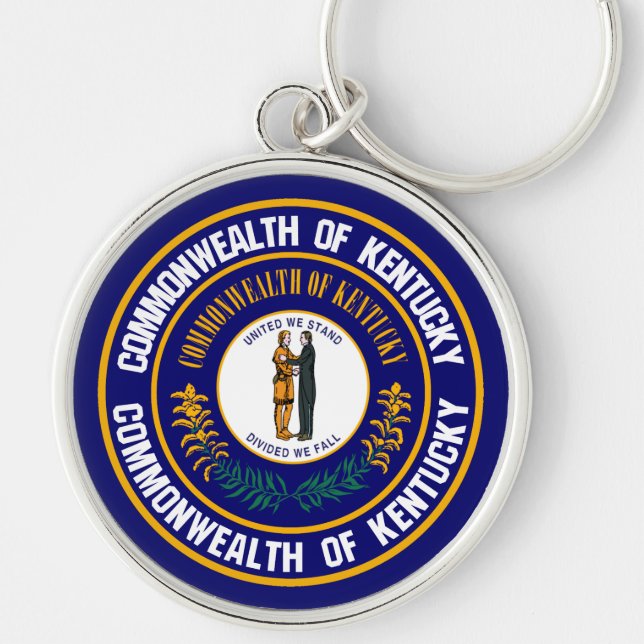 Kentucky rundaEmblem Rund Silverfärgad Nyckelring (Framsidan)