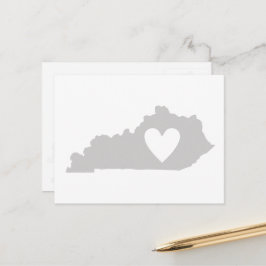 Kentucky Shaped Grått Kentuckian Heart Kärlek Ador Vykort