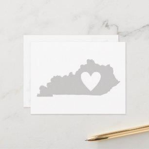 Kentucky Shaped Grått Kentuckian Heart Kärlek Ador Vykort