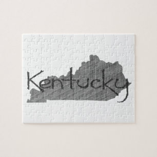 Kentucky Shaped Old Grått Chalkboard Namn Black Pussel