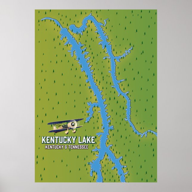 Kentucky Sjö USA Karta Poster (Framsidan)