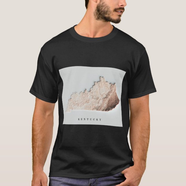 Kentucky skuggad reliefkarta 3D digitalt renderad T Shirt (Framsida)