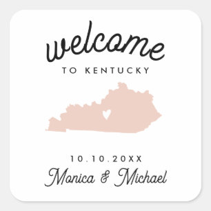 KENTUCKY State Destination Wedding ANY FÄRG Fyrkantigt Klistermärke