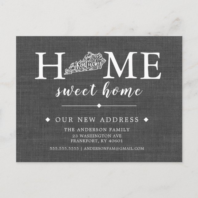 KENTUCKY State Flytta Announonnement Post Card Meddelande Vykort (Framsida)