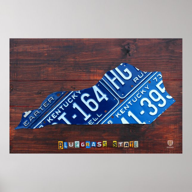 Kentucky State License Plate Karta Poster (Framsidan)