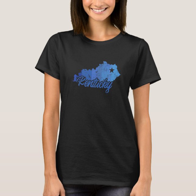Kentucky State Outline Karta Usa T Shirt (Framsida)
