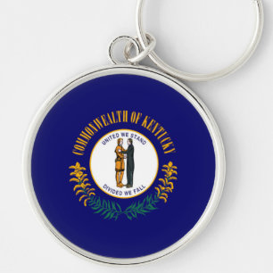 Kentucky Statlig flagga Design Rund Silverfärgad Nyckelring