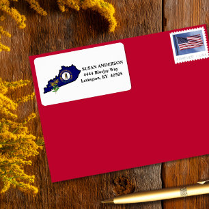 Kentucky Statlig flagga och Flower Goldenrod Anpas Adressetikett