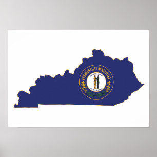 Kentucky Statlig flagga och Karta Poster