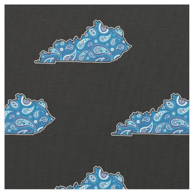 Kentucky statliga Silhouetteblått Paisley Tyg (Närbild)