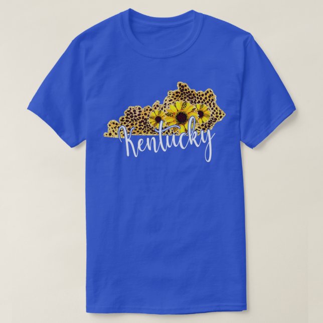 Kentucky Sunflower Leopard State Map  T Shirt (Design framsida)