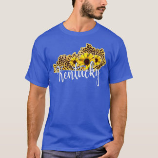 Kentucky Sunflower Leopard State Map T Shirt