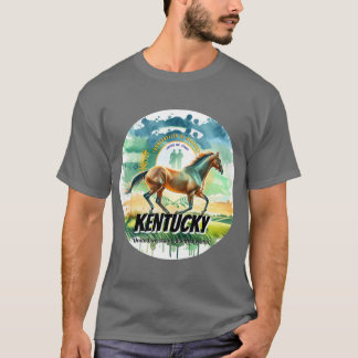 Kentucky Thoroughbred Horse State Animal Watercolo T Shirt