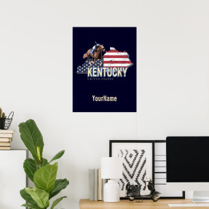 Kentucky United Stater Retro State Karta Vintage U Poster