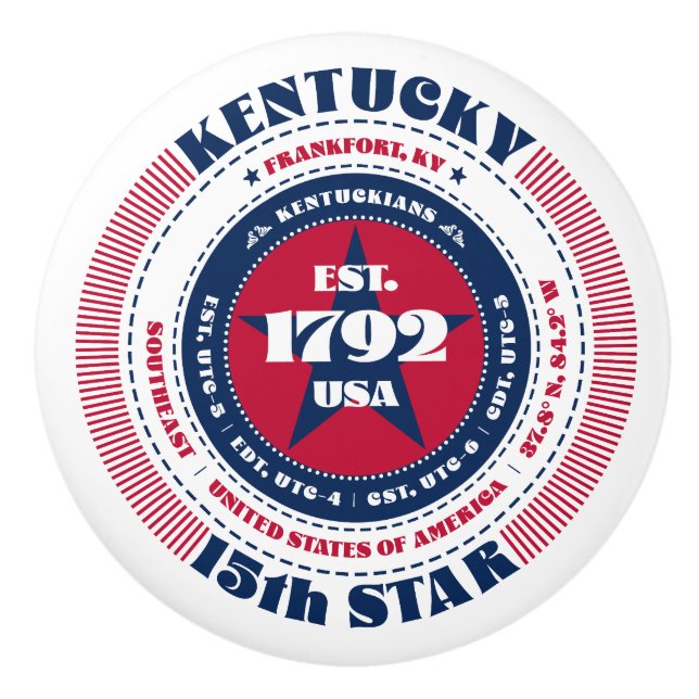 Kentucky US State Rött vitt blått Typography Knopp (Framsidan)