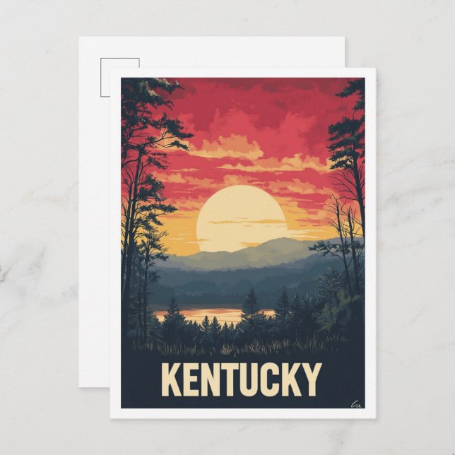 Kentucky USA Art Vintage Illustration Travel Vykort (Fram/baksida)
