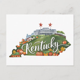 Kentucky USA Stat i form av vintage vattenfärg Vykort