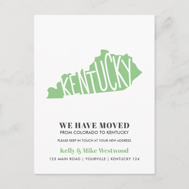 KENTUCKY Vi har flyttat Ny adress New Home Postca Vykort (Framsida)